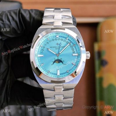 New Replica Vacheron Constantin Overseas Moonphase Retrograde Date Watches Baby Blue 41mm